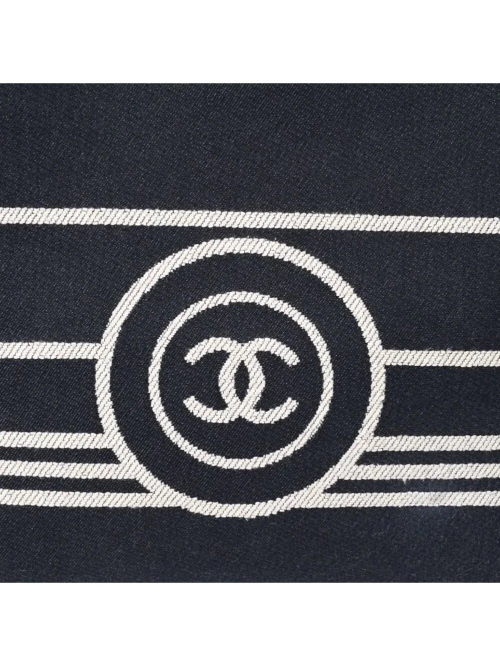 Chanel 2-Way Tote Bag CC Logo Denim Leather Navy Brown Silver